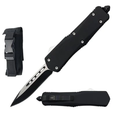9" Black Tactical Recon OTF Combat Drop Point Blade Knife 3 9" Black Tactical Recon OTF Combat Drop Point Blade Knife
