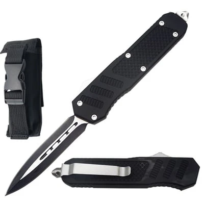 9" Black Piranha OTF Dual Action Automatic Pocket Knife 3 9" Black Piranha OTF Dual Action Automatic Pocket Knife