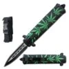 7" Cannabis Marijuana Leaf Stiletto OTF Knife 1 7" Cannabis Marijuana Leaf Stiletto OTF Knife -CUTLERY WHOLESALER Sales 168MJDP