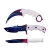 3 Pc Combo CSGO White Galaxy Tactical Fixed Blade Knife Set - Karambit, Huntsman, Combat Knife -CUTLERY WHOLESALER Sales 20 099WT3 1