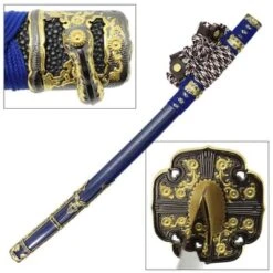 Blue Japanese Tachi Ceremonial Katana Samurai Sword Hand Forged