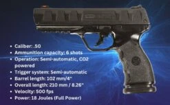 Bravo 1.50 .50 Cal Self Defense Pepper Air Pistol Paintball Gun Marker Weapon 16 Bravo 1.50 .50 Cal Self Defense Pepper Air Pistol Paintball Gun Marker Weapon -CUTLERY WHOLESALER Sales 440 149 BK 7