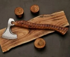 Custom Hand Forged Carbon Steel Axe With Rose Wood Shaft -CUTLERY WHOLESALER Sales AX06 3