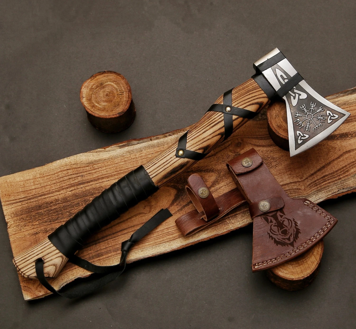 Hand Forged Vegvisir Viking Compass Axe 3 Hand Forged Vegvisir Viking Compass Axe