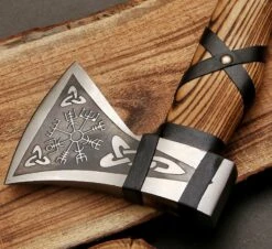 Hand Forged Vegvisir Viking Compass Axe 14 Hand Forged Vegvisir Viking Compass Axe -CUTLERY WHOLESALER Sales AX09 5