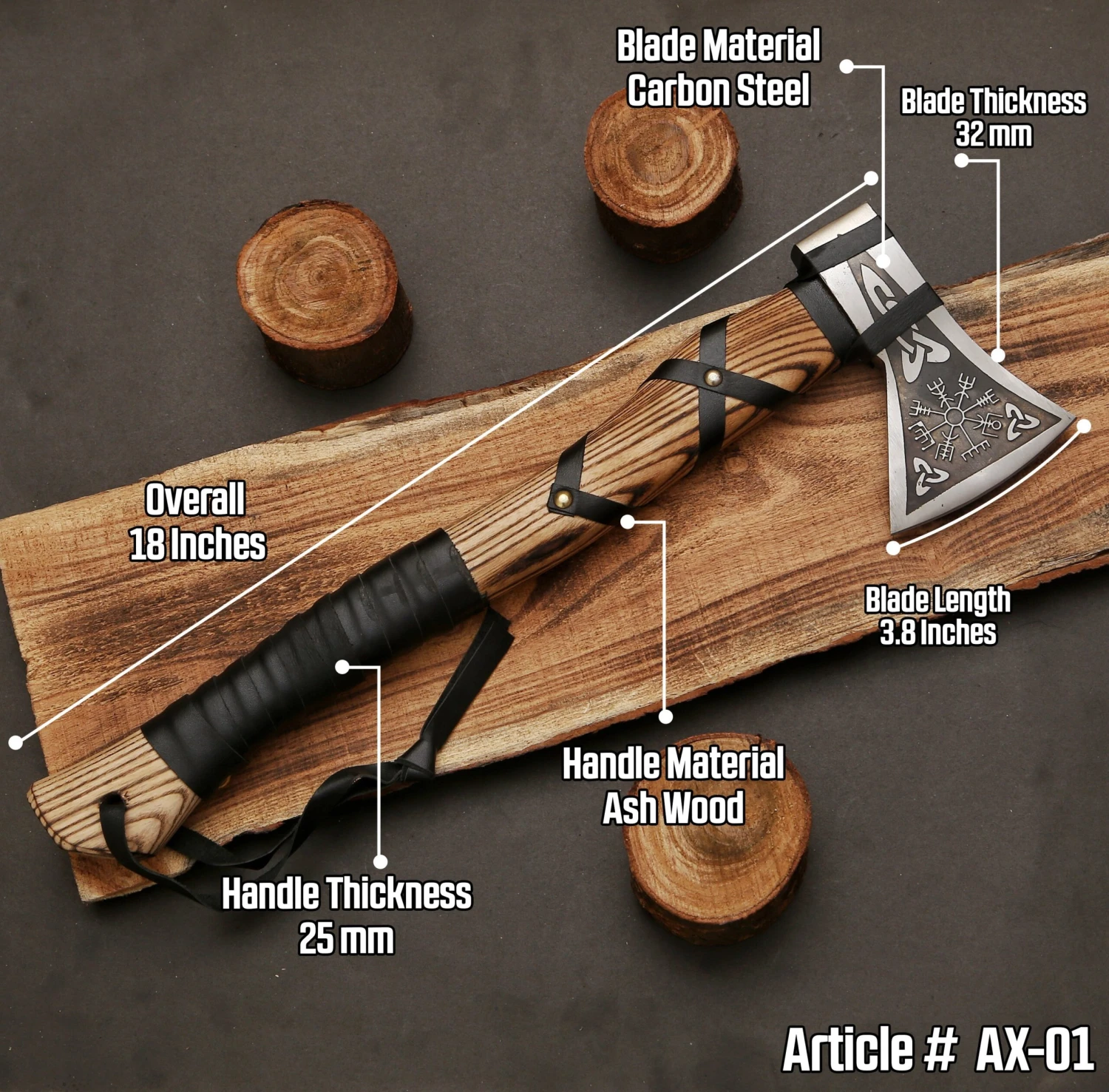 Hand Forged Vegvisir Viking Compass Axe 10 Hand Forged Vegvisir Viking Compass Axe - Image 8