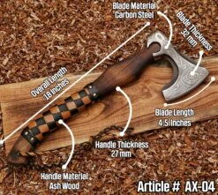 Vine Viking Axe With Leather Wrapped Ash Wood Handle -CUTLERY WHOLESALER Sales AX4 8