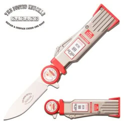 Busted Knuckle Garage Pocket Knife Gas Pump Design Spring Assisted Knife