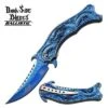 DarkSide Spring Assisted Knife 4.5 Inches Closed With Blue Dragon Handle 2 DarkSide Spring Assisted Knife 4.5 Inches Closed With Blue Dragon Handle -CUTLERY WHOLESALER Sales DSA019BL