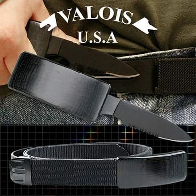Adjustable Nylon Belt Black Pakkawood Buckle With Hidden Knife 3 Adjustable Nylon Belt Black Pakkawood Buckle With Hidden Knife