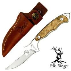 Burl Wood Handle HUNTER Fixed Hunting SKINNER Hunting Knife