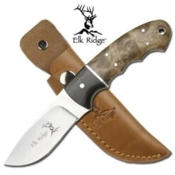 Elk Ridge Hunting Knife With Burl Wood Handle