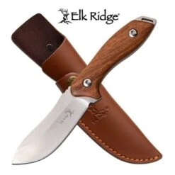 Elk Ridge 9" Fixed Blade Hunting Knife With Redwood Handle