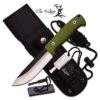 Elk Ridge BushCraft 10.5 Inch Fixed Blade Hunting Knife Olive Green Nylon Fiber Handle -CUTLERY WHOLESALER Sales ER555GN