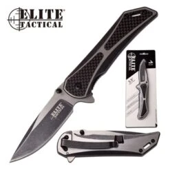 Elite Tactical Manual Folding Pocket Knife Black Handle