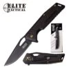 Elite Tactical Manual Folding Pocket Knife Black Carbon Fiber Handle -CUTLERY WHOLESALER Sales ET 1013