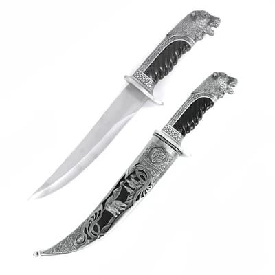 Antique Silver Bear Collectors Dagger Fixed Blade Hunting Knife With Scabbard 3 Antique Silver Bear Collectors Dagger Fixed Blade Hunting Knife With Scabbard