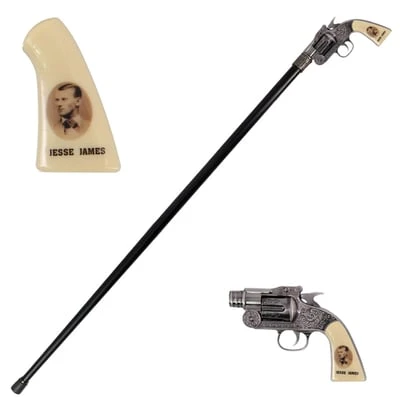 Jesse James Revolver Gun Handle Gentleman's Walking Stick 3 Jesse James Revolver Gun Handle Gentleman's Walking Stick