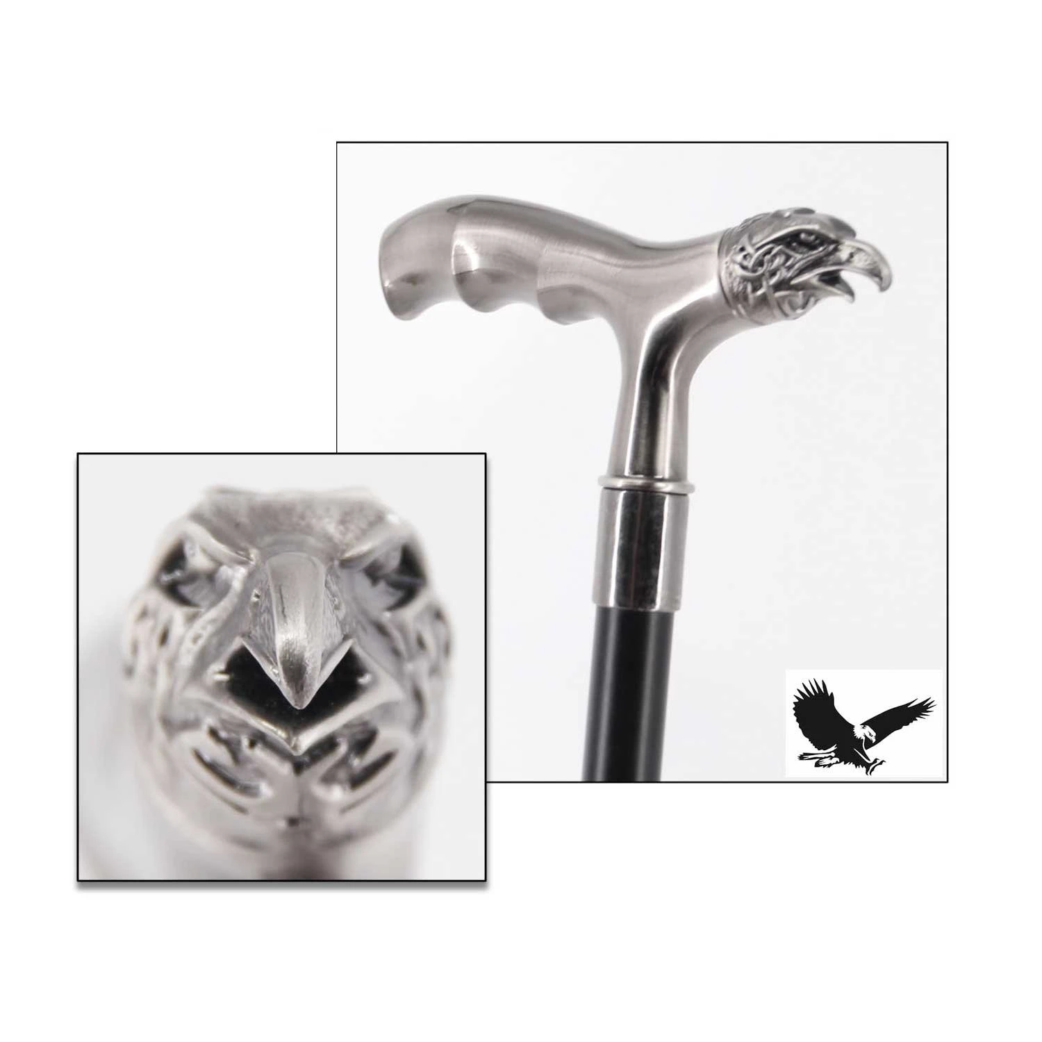 36" Eagle Head T Style Handle Steel Metal Gentlemen Walking Cane Stick 5 36" Eagle Head T Style Handle Steel Metal Gentlemen Walking Cane Stick - Image 3