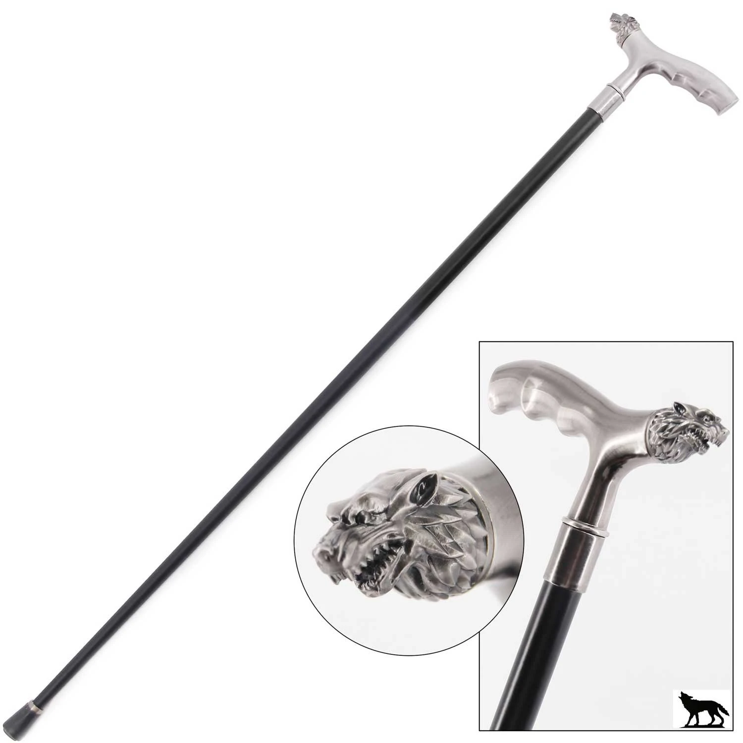 36" John Snow Wolf Gentlemen Walking Cane Stick With Grip 3 36" John Snow Wolf Gentlemen Walking Cane Stick With Grip
