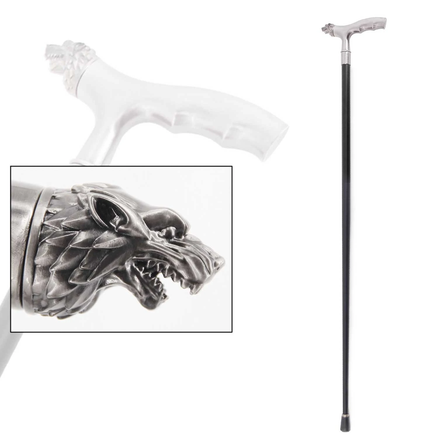 36" John Snow Wolf Gentlemen Walking Cane Stick With Grip 4 36" John Snow Wolf Gentlemen Walking Cane Stick With Grip - Image 2