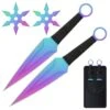 4 PC Rainbow Ninja Throwing Knives Combo Star Shuriken Set -CUTLERY WHOLESALER Sales FL20703RB