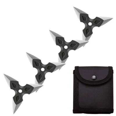 4 Pc Black/Satin Finish Three-Pointed Triangle Throwing Ninja Stars Shuriken 3 4 Pc Black/Satin Finish Three-Pointed Triangle Throwing Ninja Stars Shuriken