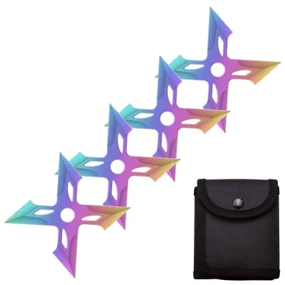 4 Pc Titanium Finish Four-Pointed X Throwing Ninja Stars Shuriken 3 4 Pc Titanium Finish Four-Pointed X Throwing Ninja Stars Shuriken