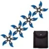 4 PC Set Black/Blue Finish Ninja Throwing Stars Shuriken Knife Curve Blade Five-Sided -CUTLERY WHOLESALER Sales FL20707 5