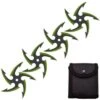 4 PC Set Black/Green Finish Cyclone Ninja Throwing Stars Shuriken Knife Five-Sided -CUTLERY WHOLESALER Sales FL20709 3