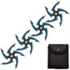 4 PC Set Black/Blue Finish Cyclone Ninja Throwing Stars Shuriken Knife Five-Sided -CUTLERY WHOLESALER Sales FL20709 5