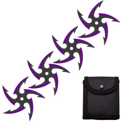 4 PC Set Black/PurpleFinish Cyclone Ninja Throwing Stars Shuriken Knife Five-Sided 3 4 PC Set Black/PurpleFinish Cyclone Ninja Throwing Stars Shuriken Knife Five-Sided