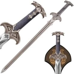 Fantasy Movie Replica Sword Stainless Steel Blade With Wooden Display Plaque