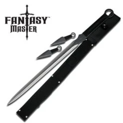 Three Piece Black Ninja Sword Kunai Throwing Knife Set