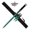 Green Ninja Sword With Set Of 2 Kunai Throwing Knives Combo Set With Back Belt Sheath -CUTLERY WHOLESALER Sales FM644GN
