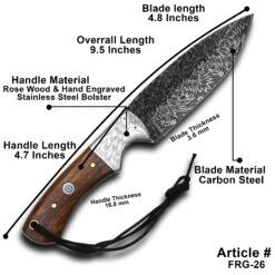 9.5" Hand Forged Steel Custom Handmade Hunting Skinning Knife -CUTLERY WHOLESALER Sales FRG26 8