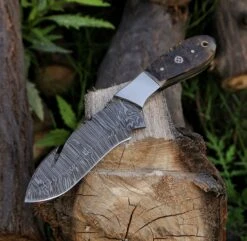 9.9" Damascus Steel Custom Handmade Horn Handle Hunting Gut Hook Knife -CUTLERY WHOLESALER Sales FRG41 4