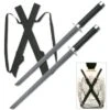 Black Twin Ninja Sword Set With Body Harness Strap Dual Blades 1 Black Twin Ninja Sword Set With Body Harness Strap Dual Blades -CUTLERY WHOLESALER Sales HK1456