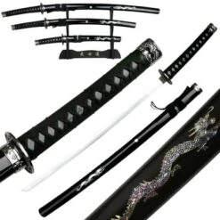 4Pc Japanes Sword Set With Dragons