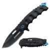 USMC Tactical Spring Assist Knife Black Blue Marines Pocket Knife -CUTLERY WHOLESALER Sales M A1066BBK
