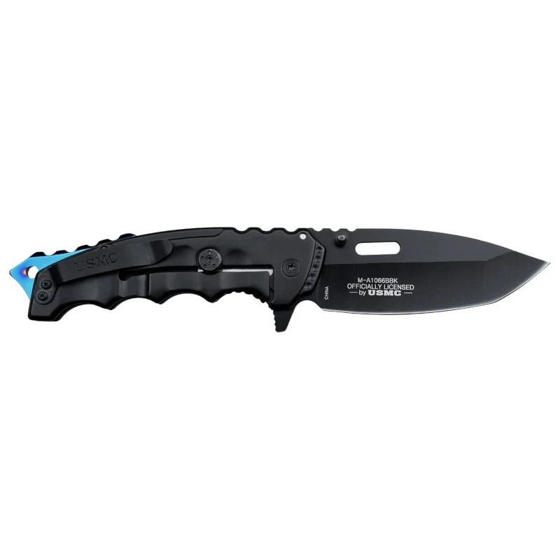 USMC Tactical Spring Assist Knife Black Blue Marines Pocket Knife 5 USMC Tactical Spring Assist Knife Black Blue Marines Pocket Knife - Image 3