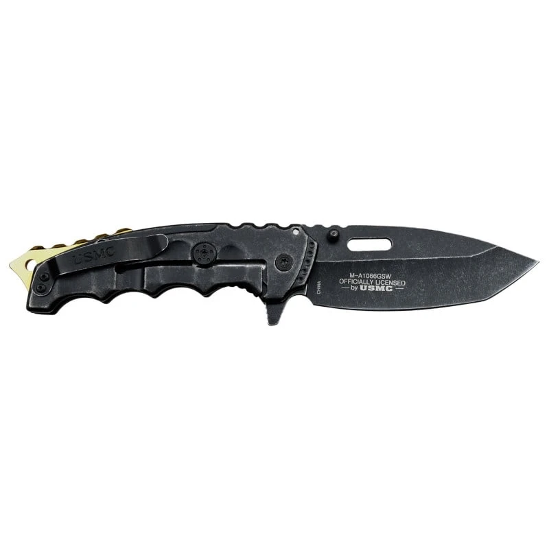 USMC Tactical Spring Assist Knife Stonewash Gold Marines Pocket Knife 5 USMC Tactical Spring Assist Knife Stonewash Gold Marines Pocket Knife - Image 3