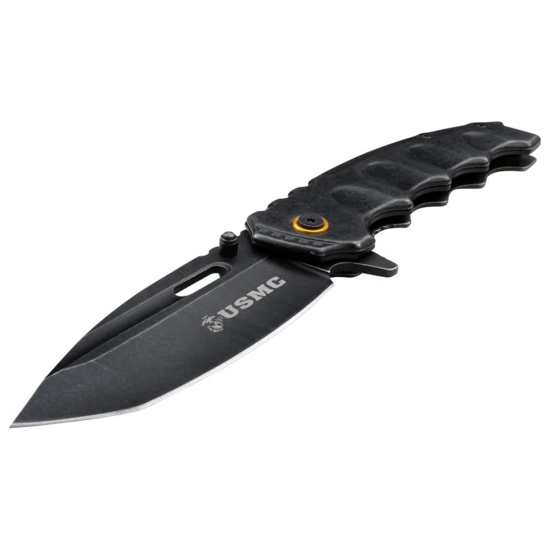 USMC Tactical Spring Assist Knife Stonewash Gold Marines Pocket Knife 4 USMC Tactical Spring Assist Knife Stonewash Gold Marines Pocket Knife - Image 2