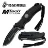 US Marines Folding Knife With 4MM Black Blade & ABS Rubber Handle