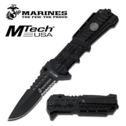 Official Licensed Marines Black Rifle Design Spring Assist Knife