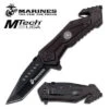 Marines Tactical Assisted Opening Knife - Black Handle -CUTLERY WHOLESALER Sales MA1033BK