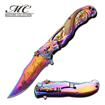 Master Collection Ballistic Rainbow Mermaid Spring Assisted Folding Knife 3 Master Collection Ballistic Rainbow Mermaid Spring Assisted Folding Knife