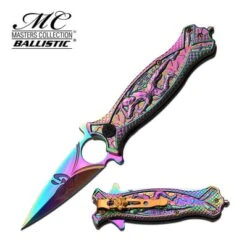 Master Collection Ballistic Ninja Spring Assisted Knife Rainbow Ti-Coated
