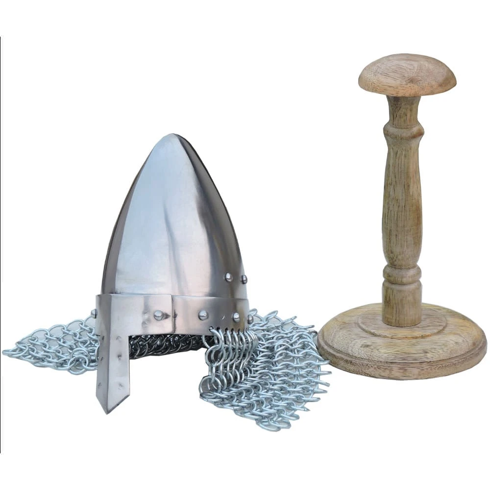 Mini Nasal Helmet With Display Stand & Chain Mail 3 Mini Nasal Helmet With Display Stand & Chain Mail