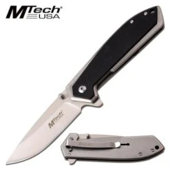 Mtech 4.75'' Drop Point Blade Folding Pocket Knife Black & Silver